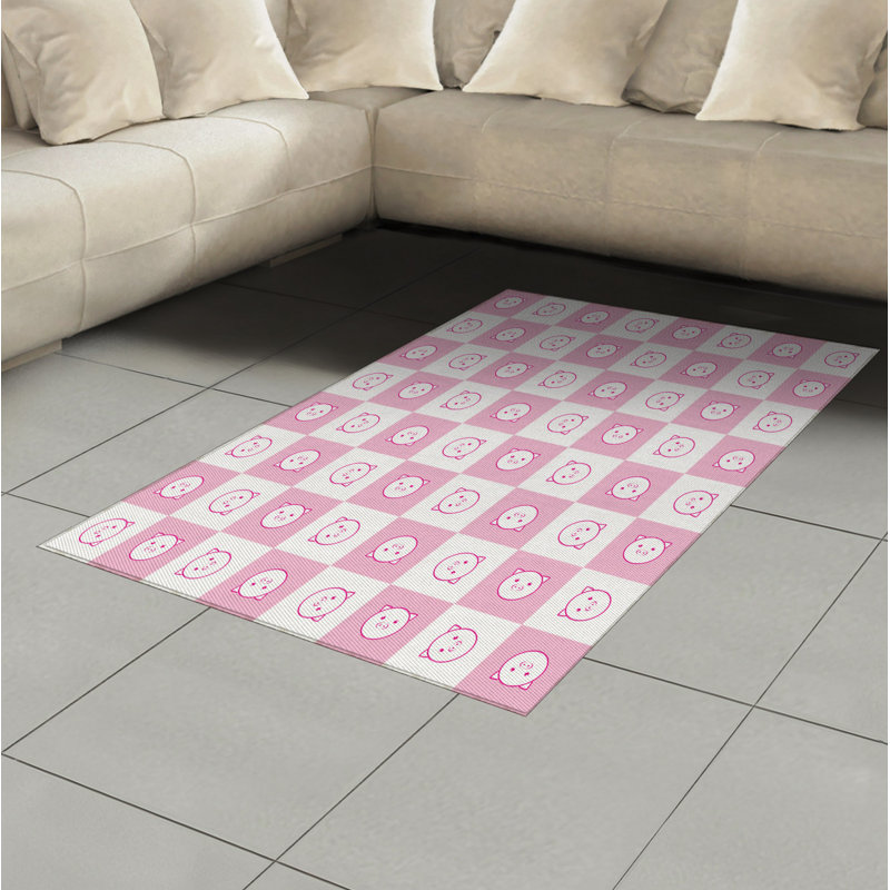 Checkered High Density Long Fiber Poly Threads Decorative Area Rug Carpet, Rectangle 4' x 5'8"