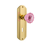Deco Plate with Decorative Keyhole and Crystal Pink Door Knob