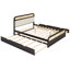 Grand lit plateforme en bois avec lit gigogne et 2 tiroirs, espresso