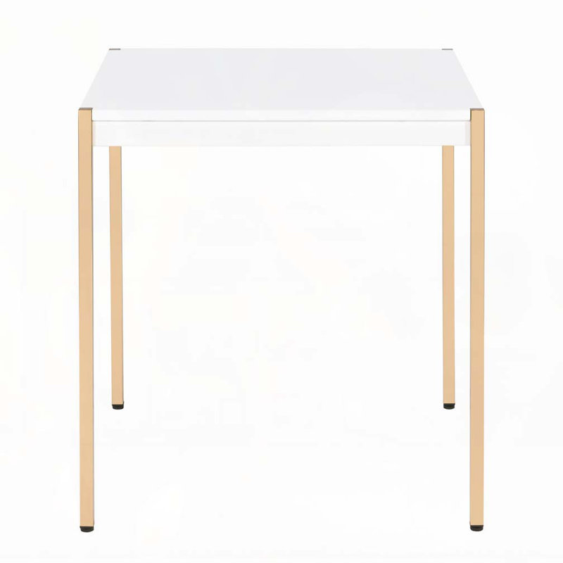 White and Gold Square End Table