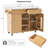 52" Natural Fluted Rolling Kitchen Island with Drop Leaf, Power Outlet & Adjustable Shelves - Storage Cart with 2 Doors, 2 Drawers & Faux Marble Top-211422345-211422346