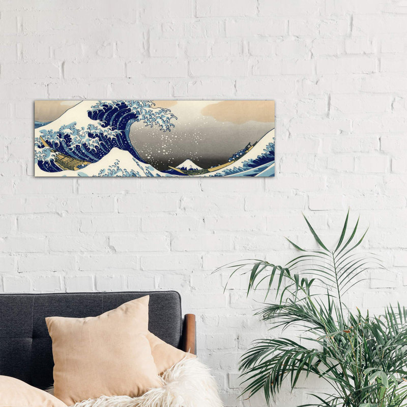 The Great Wave At Kanagawa by Katsushika Hokusai - Panoramic Painting on Canvas, 121.92 cm H x 40.64 cm W x 1.91 cm D