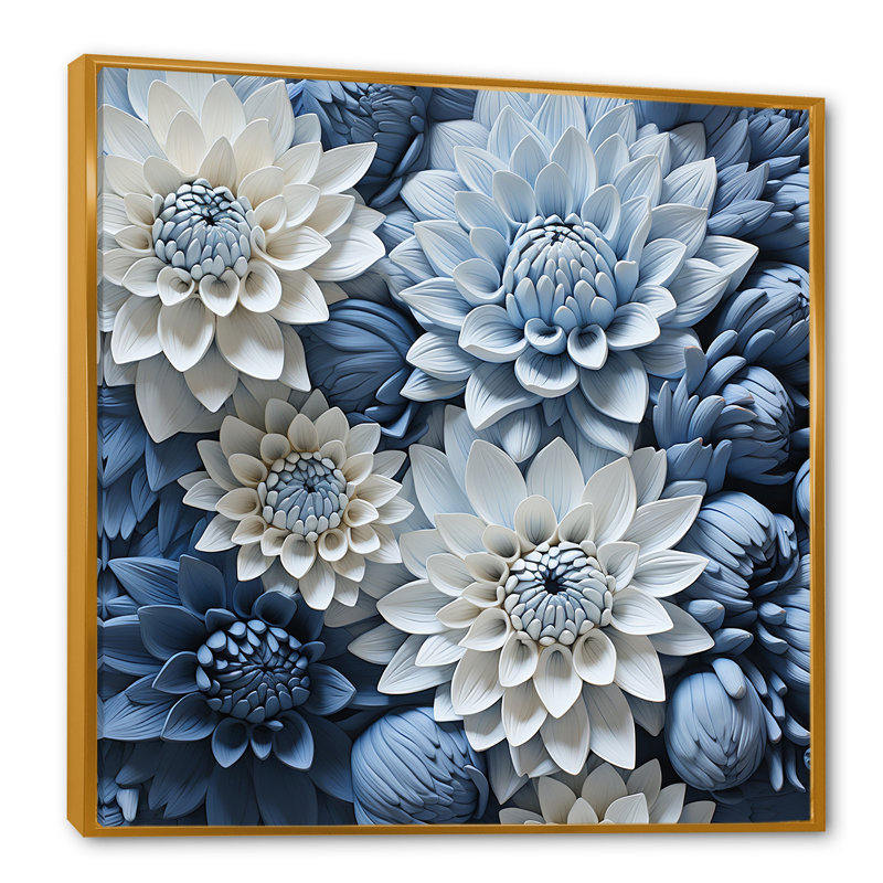 «Graceful Mums», impression sur toile, H 30 po x l 30 po x P 1 po, Cadre flottant doré