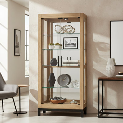 Vitrine en verre Kavita avec tablettes réglables et éclairage intérieur