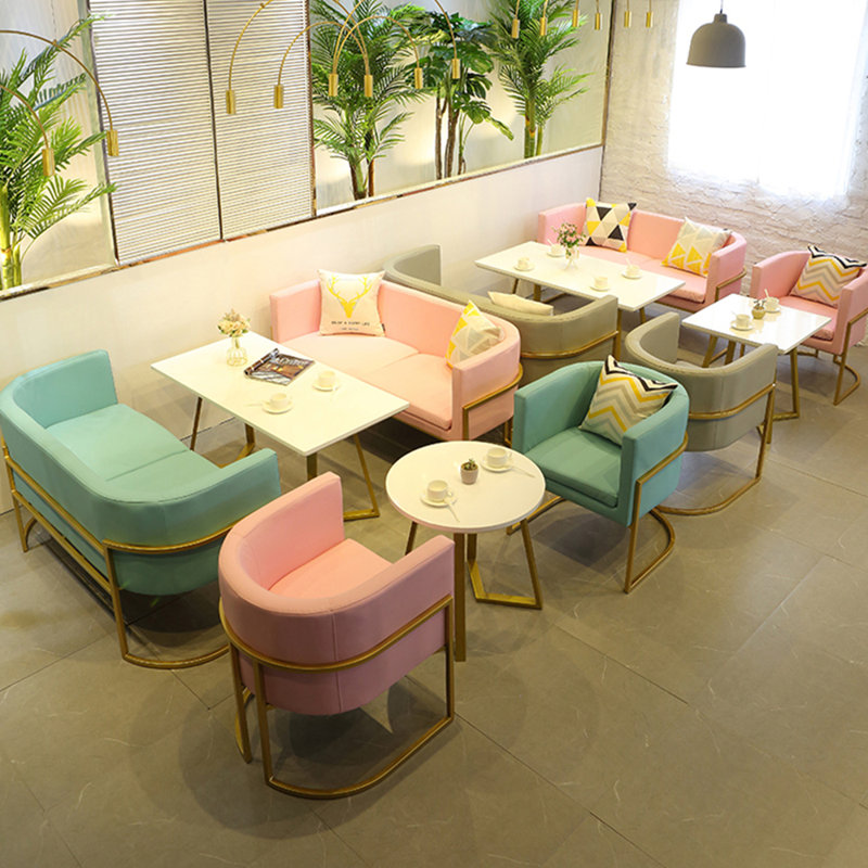 Banc rembourré en similicuir Modern Simple Cafe, Gris