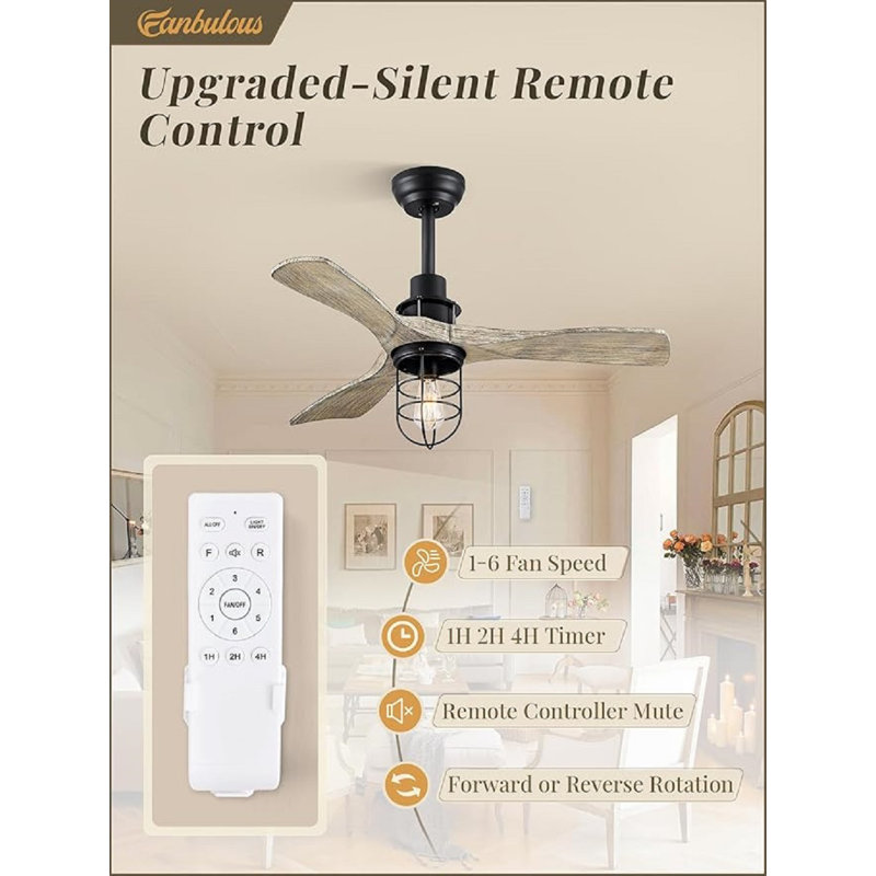 36Inch Ceiling Fans With Lights And Remote Control Farmhouse Flush Mount Ceiling Fan With 6-Speeds,Low Profile Ceiling Fans With Quiet Reversible DC Motor For Patio Living Room Bedroom