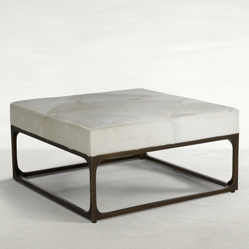 Melanie 36 Wide Genuine Leather Square Cocktail Ottoman