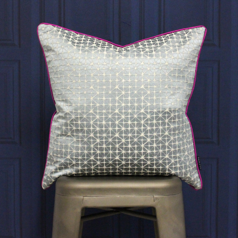 Geometric Square Cushion Cover, Silver