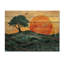 Baobab au lever du soleil avec racines d'Afrique I - Décoration murale en bois d'arbre - sur bois de pin naturel-295624296