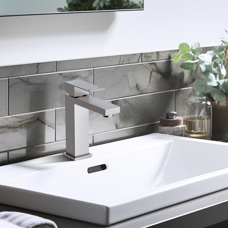 Single-Hole Bathroom Faucet with Drain Assembly, Brushed Nickel