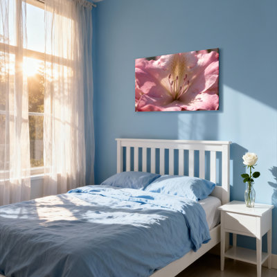 Ensemble de 1 tableau sur toile tendue représentant une fleur de rhododendron rose
