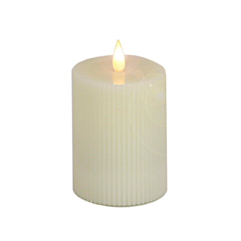 Unscented Flameless Candle, 5" H x 3" W x 3" D, Ivory