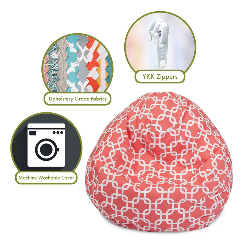 Bean Bag Chair, 23" H x 35" W x 35" D, Coral Cotton