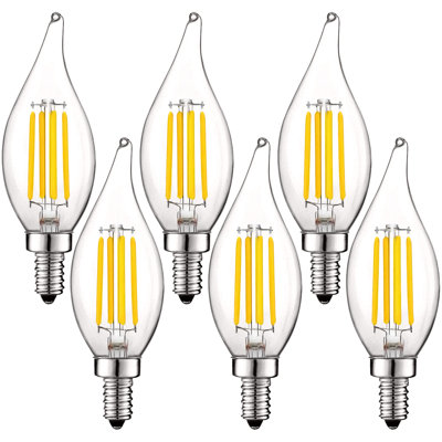 5 Watt, B11 LED, Dimmable Light Bulb, Warm White (3500K) E12/Candelabra Base -  Luxrite, LR21646-6PK