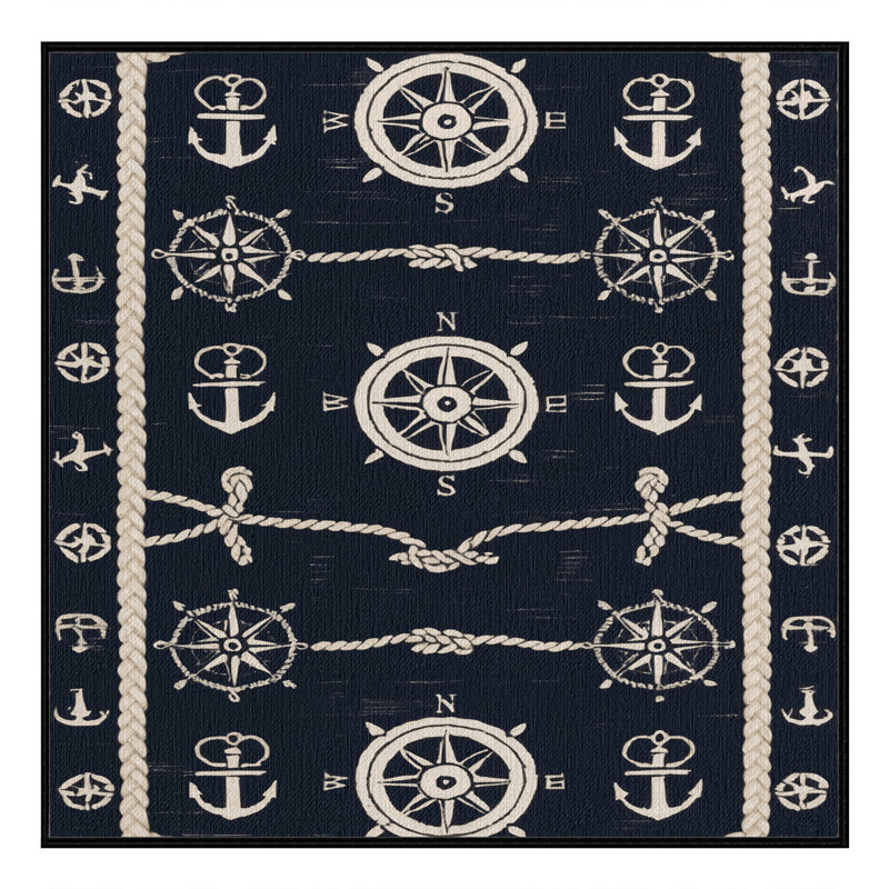 Washable Captains Quarters Elite Coastal Area Rug, Square 6'