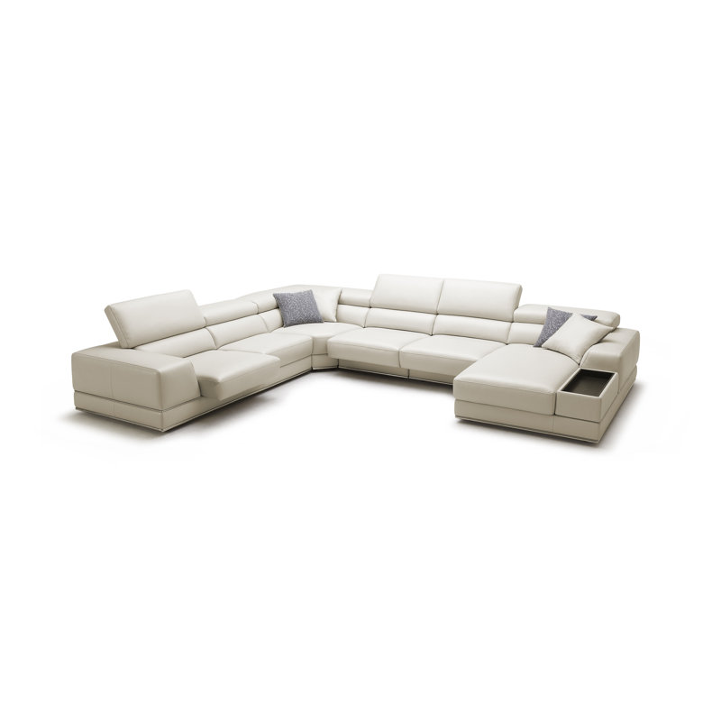 Canapé modulaire en cuir véritable Lorianne, Face à la droite