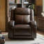 Fauteuil inclinable électrique en cuir véritable avec appui-tête réglable-944271076