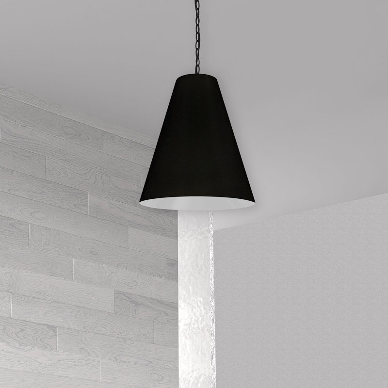 Luminaire suspendu conique à 1 lumière Ambrosio, Noir mat, Noir, H 18 po x l 20 po x P 20 po