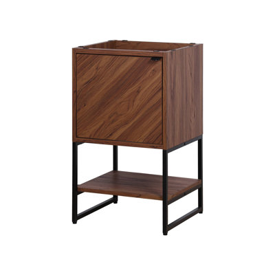 Armoire de salle de bain autoportante moderne à 2 tablettes à chevron l 20 po x P 18 po x H 33 po Juhl (lavabo non inclus), noyer