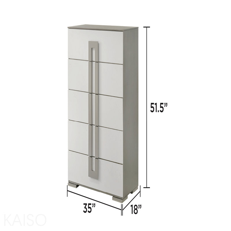 Commode 5 tiroirs de style contemporain en bois blanc