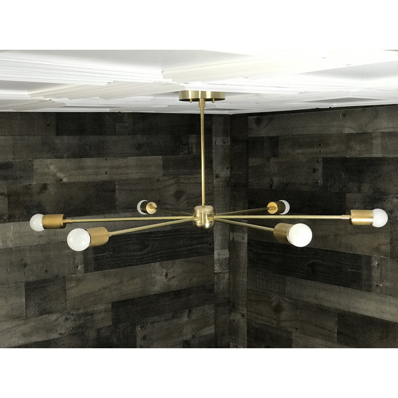 Lustree shpere 6 lumières spoutnik Maxime, Laiton brut
