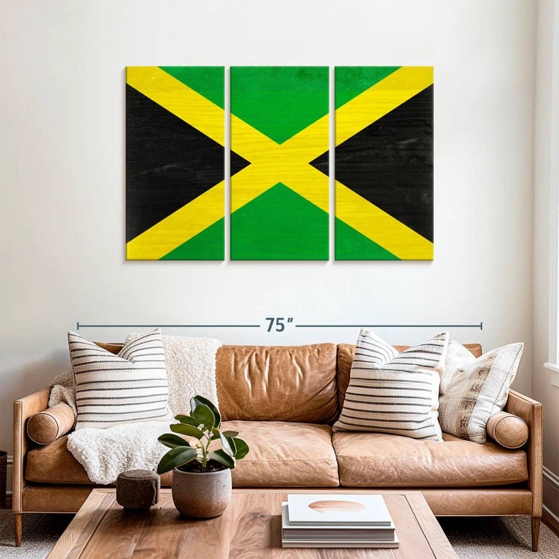 Borges Wood Jamaica Flag, 36" H x 57" W
