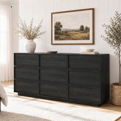 Commode 9 tiroirs en bois avec grand espace de rangement Abbate