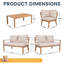 Ensemble de mobilier d'extérieur en forme de L 4 pièces, structure entièrement en aluminium avec grain de bois, sièges rembourrés et table basse en bois plastique, ensemble de conversation moderne