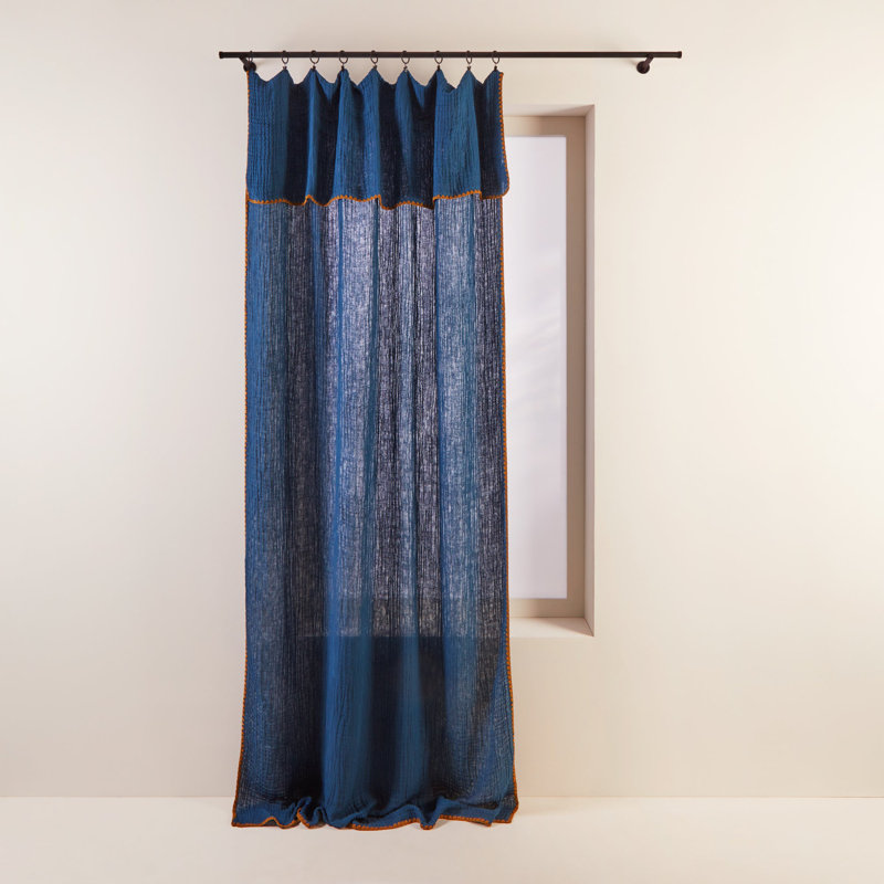 Cotton Blend Curtain Single Panel, 140 x 280cm, Blue