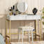 Bureau d'ordinateur l 47,2 po blanc et doré avec port USB, 2 tiroirs - Bureau à domicile et chambre à coucher-232450595-228977059