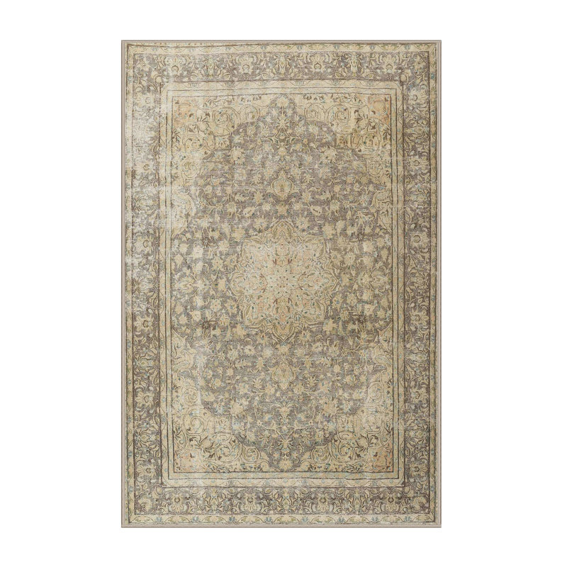 Tapis beige/noir traditionnel Barwen, Rectangle 3 pi x 5 pi