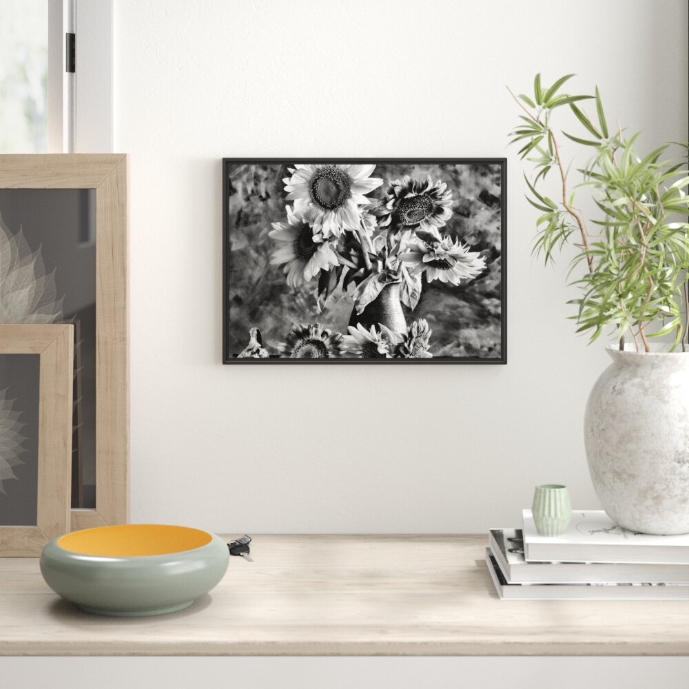 Gerahmtes Wandbild Sonnenblumen in edler Vase