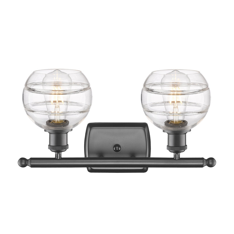 Éclairage pour meuble-lavabo à 2 lumières à intensité variable Natick, Transparent, Bronze huilé