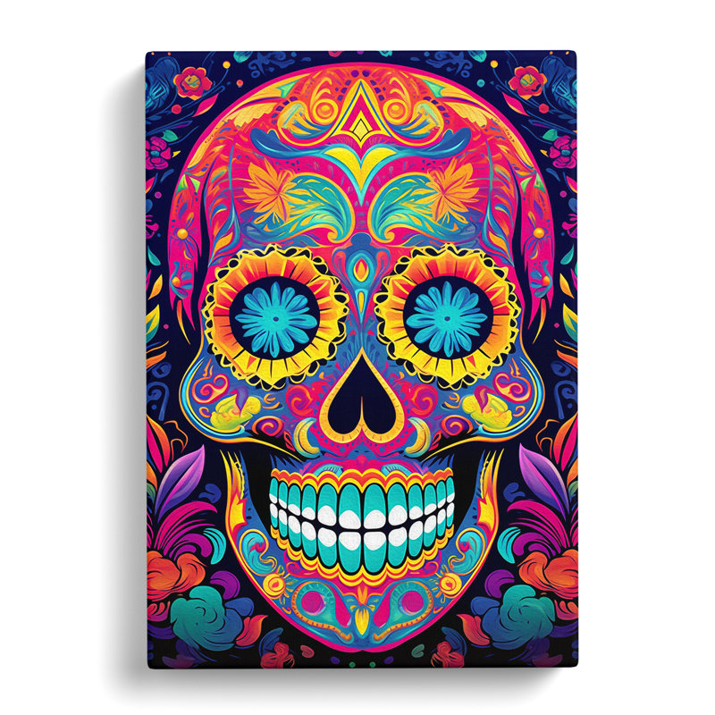 Sugar Skull Colour Field No.2 - No Frame Print, 60cm H x 40cm W x 3cm D