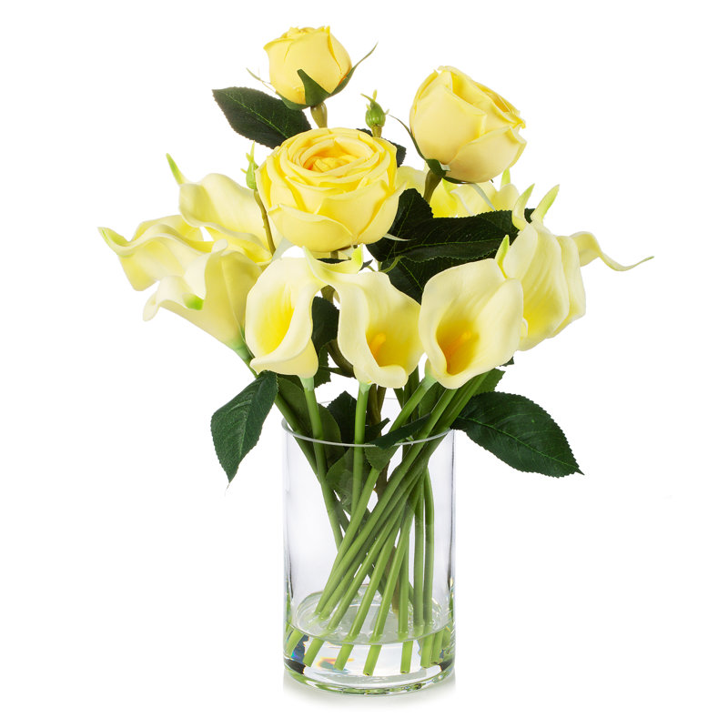 Centre de table Real Touch Lilies Roses, Jaune