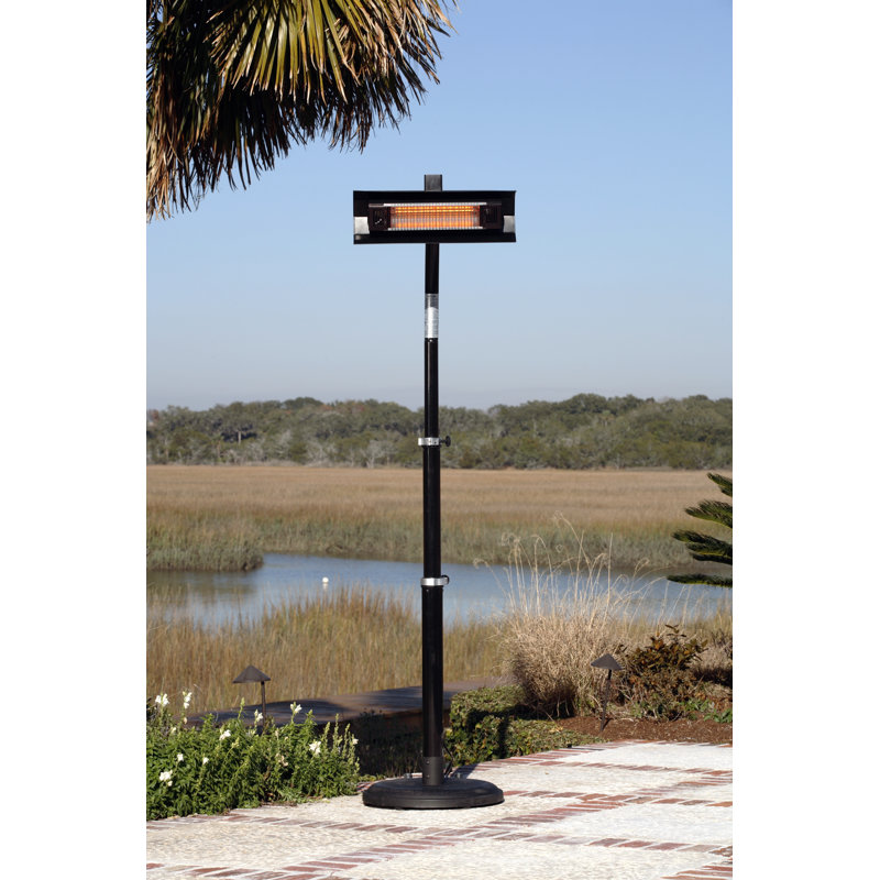 Black Powder Coated Steel Telescoping Infrared Patio Heater with Wheels