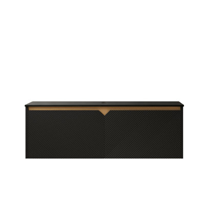 48" Cabinet With Soft Close Damper, Black Sintered Stone Countertop, Flat Pack, No Basin, Faucet, Sink Cover Plywood Depth,