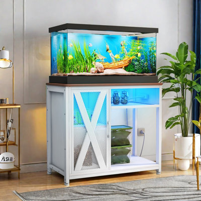 Support pour aquarium Tucker Murphy Pet ™ avec prises de courant et lumière DEL pour 40 à 50 gallons