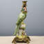 Porcelain Green Parrot Figurine Candle Holder With Bronze Ormolu Left Side
