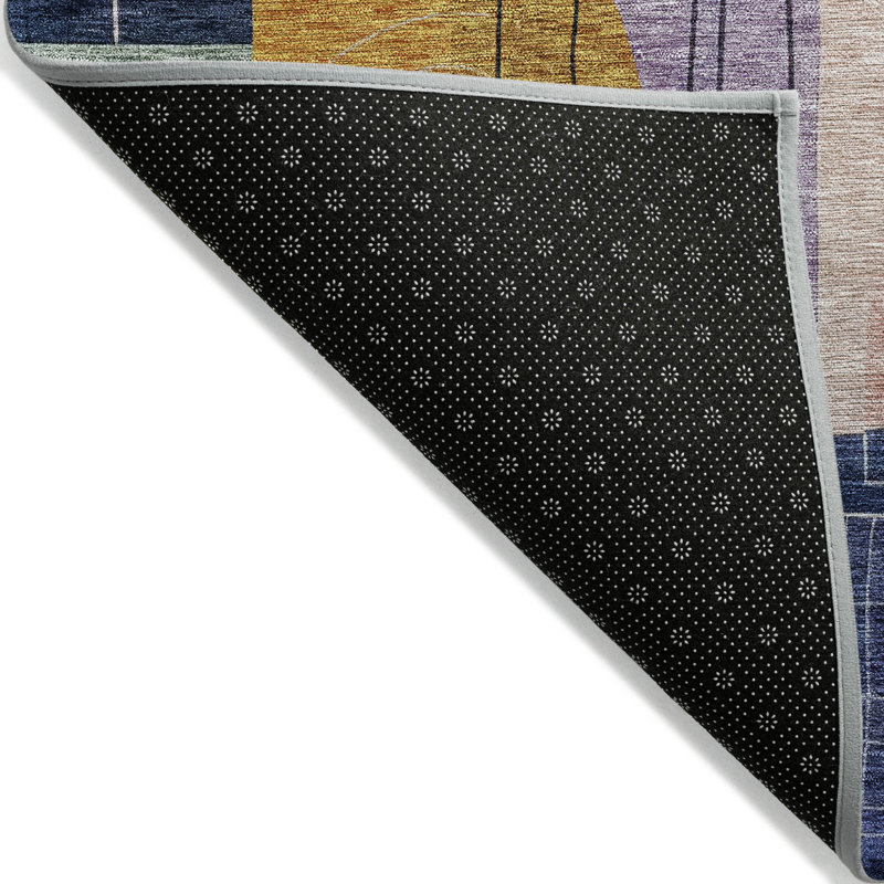 Tapis extérieur lavable abstrait mauve et cuivre 3 pi x 5 pi prune