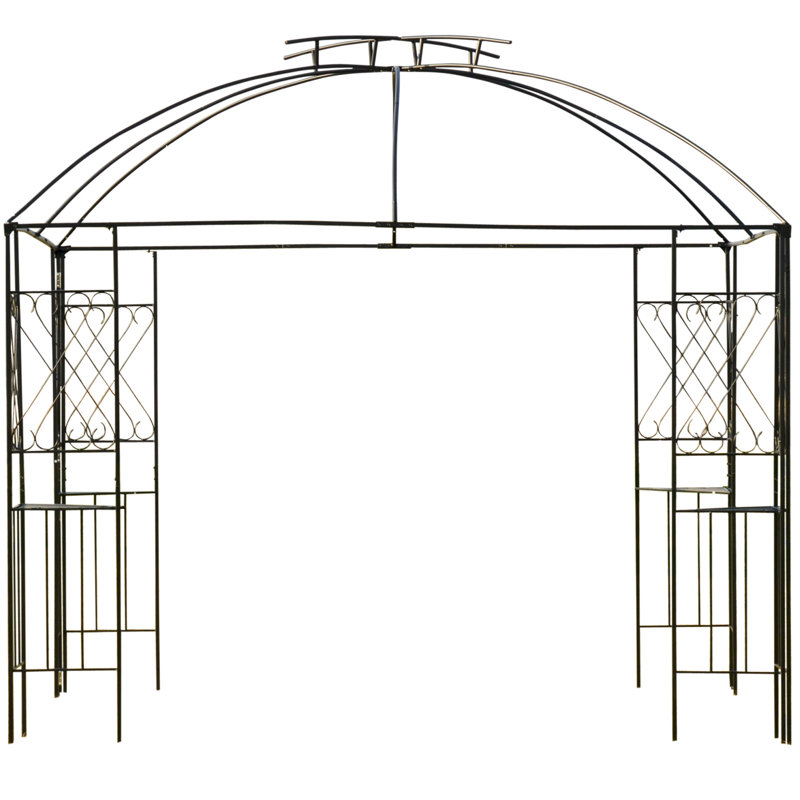 Brown 10' x 10' Metal Patio Gazebo with Mesh Netting