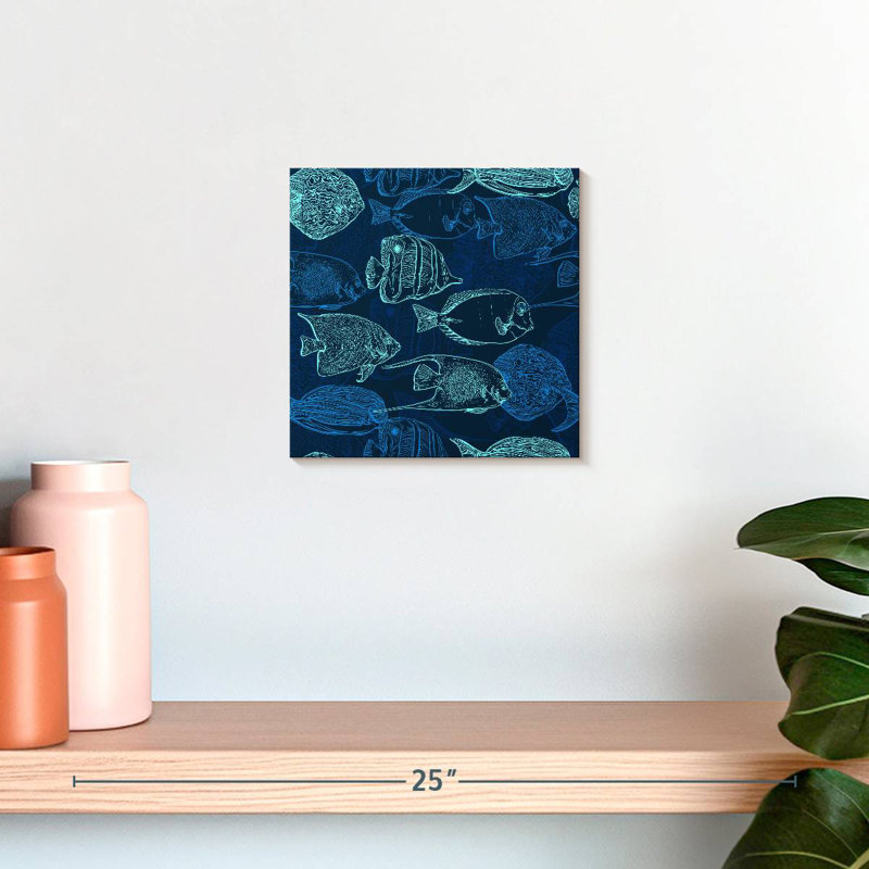 Brampt Blue Green Fish Outlines, 10'' H x 10'' W