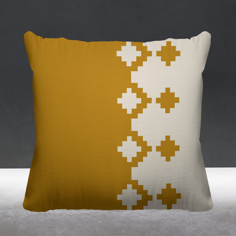 Coussin intérieur / extérieur Moki Southwestern, L 19 po x H 19 po, Jaune