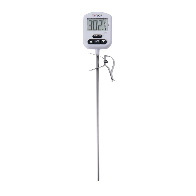 Taylor Programmable Digital Candy And Deep Fry Thermometer With Green Light Alert Display And Adjustable Pan Clip