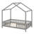 House Bed Frame with Canopy, High Safety Railings, and Floor-Level Design-655020058