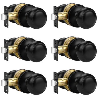 Door Knobs with Round Rosette, Keyless Lock for Bed and Bath Room