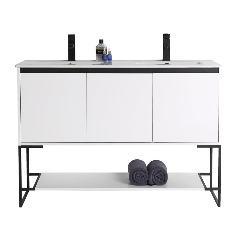 Ensemble de meuble-lavabo double 48 po Carliana, Blanc