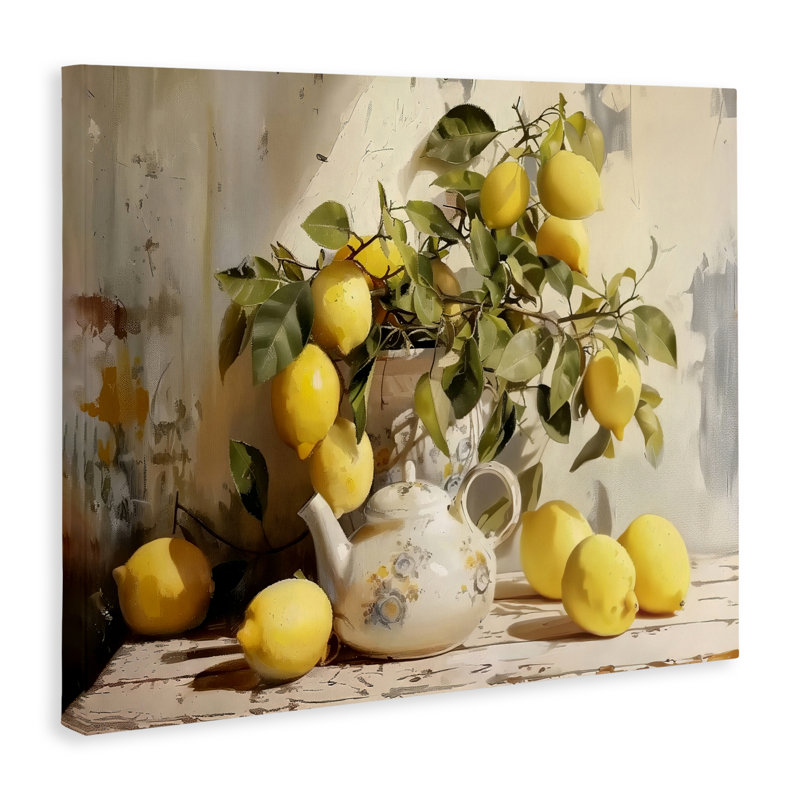 Nature morte au citron avec toile de théière, design par LSR Design Studio, 16 x 20