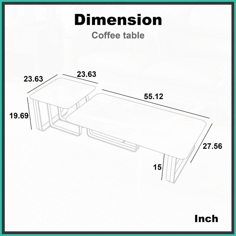 Table basse rectangulaire en pierre frittée de salon - structure en métal doré, résistante aux égratignures et amp; Facile à nettoyer