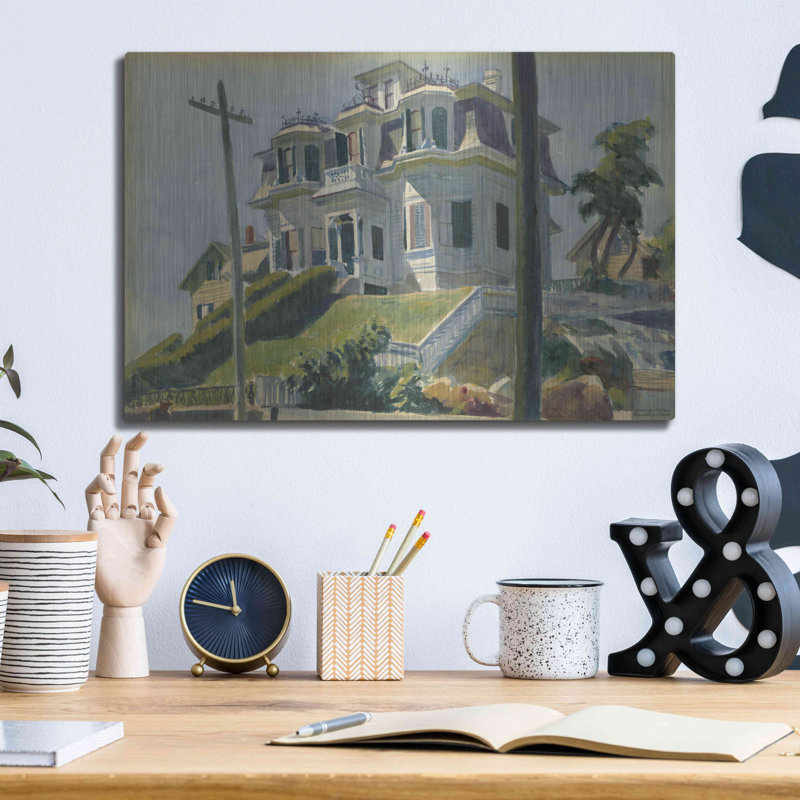 Winston Porter 'Haskell's House, 1924' by Edward Hopper, Metal Wall Art, 16"x12", 12" H x 16" W